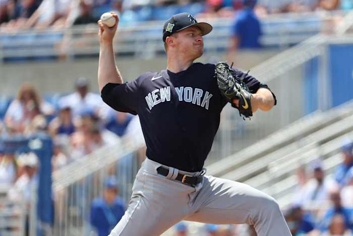Yankees SP Clarke Schmidt pitching in spring training